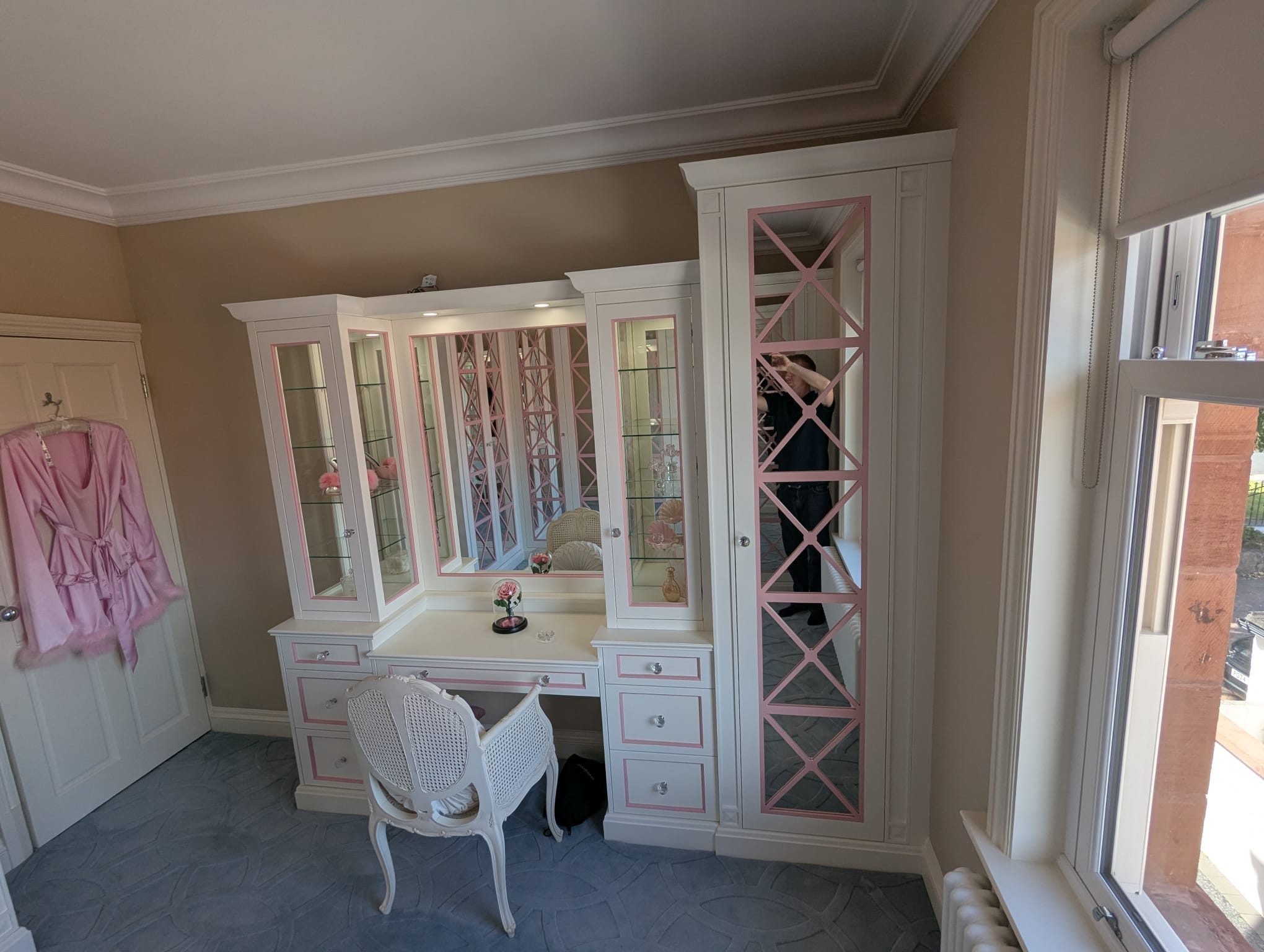 Complete bespoke dressing room installation with fitted wardrobes