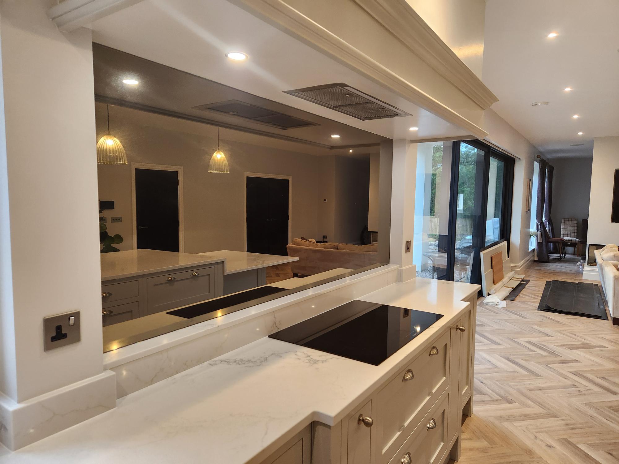 Open plan kitchen with bifold doors